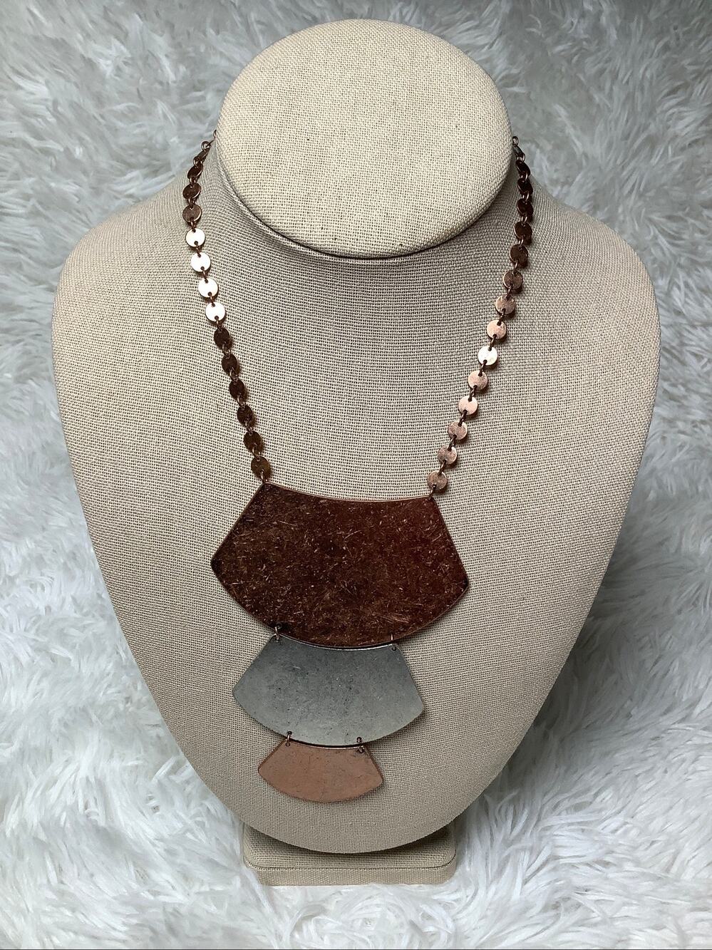 Berry Tiered Mixed Metal Copper Silver Tone Bib Statement Necklace Boho F11-13